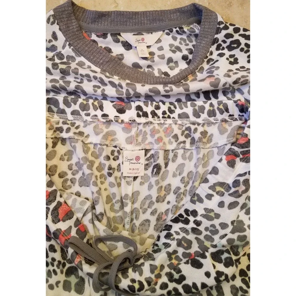Secret Treasures Women 2pc Lounge Sleep Set Top & Pants Animal Print M (8-10)NEW
